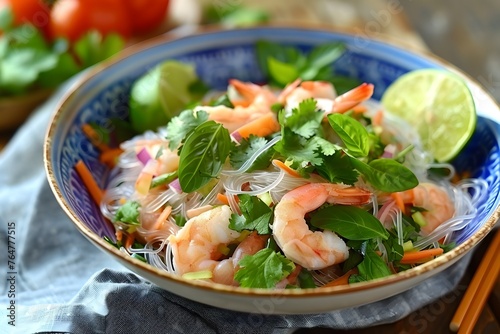 Savory Thai Glass Noodle Salad with Shrimp and Tangy Lime Dressing