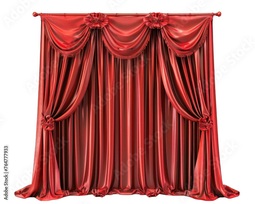 Red theatre curtains on transparent background