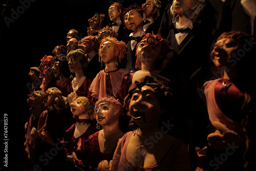 Lots of theatrical puppets in the dark