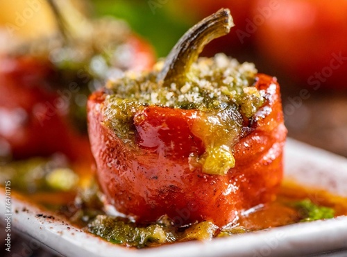 Rocoto Relleno (Stuffed Spicy Peppers). Traditional Peruvian Food. photo