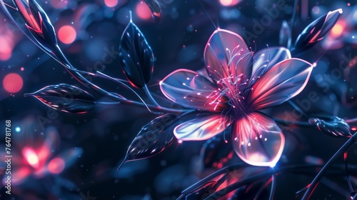 Vibrant flower petals submerged in glass of water  showcasing the beauty of nature in close-up macro shot 3D rendering