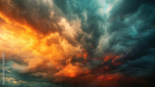 Dramatic sky. Epic storm cloudscape, AI Generative.