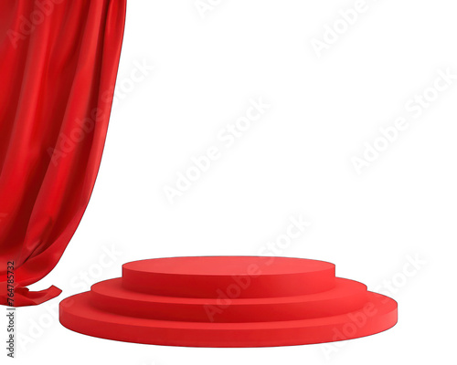 Red stage with curtains with transparent background