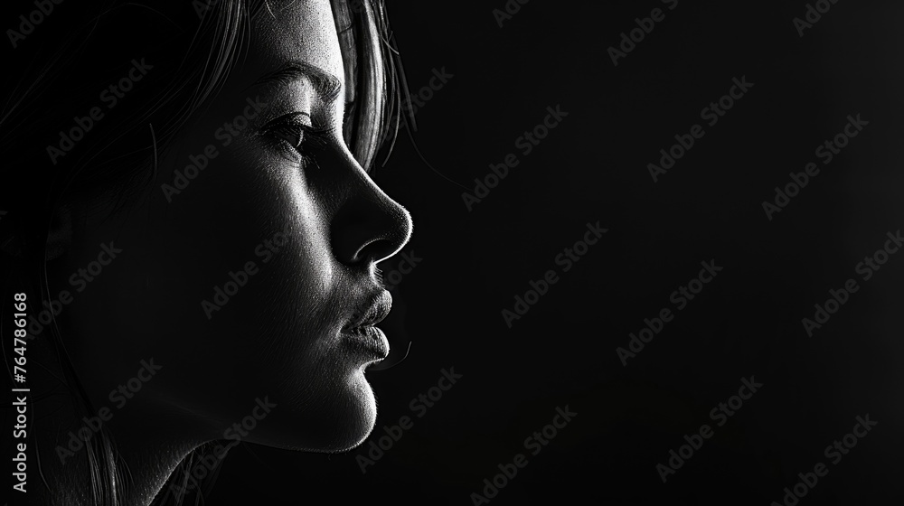 A minimalist monochrome portrait of a person against a stark