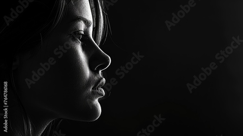 A minimalist monochrome portrait of a person against a stark
