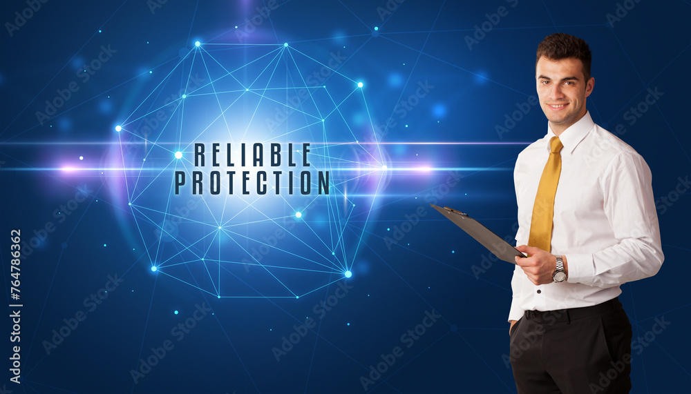 businessman thinking about security concept businessman thinking about security concept
