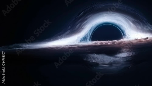 Witness the mesmerizing motion of Gargantua, a conceptual black hole, set against the cosmos, serving as a profound background that captures the mystery and magnificence of the universe.
