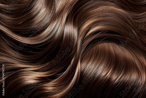 Wavy brunette woman hair texture background