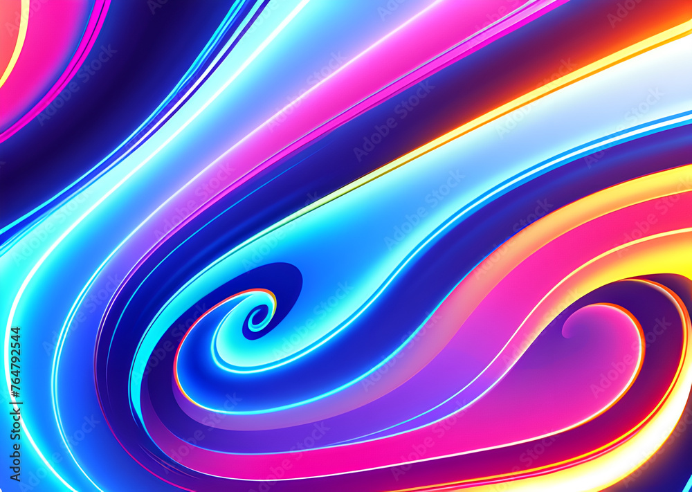 Bright poster, fashionable restro style, wavy multi-colored, beautiful wide format, 60s, 70s, 80s, colorful watercolor background for poster or brochure cover design, Generative AI