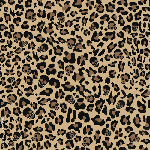  Animal pattern leopard vector illustration on textile, seamless cat print