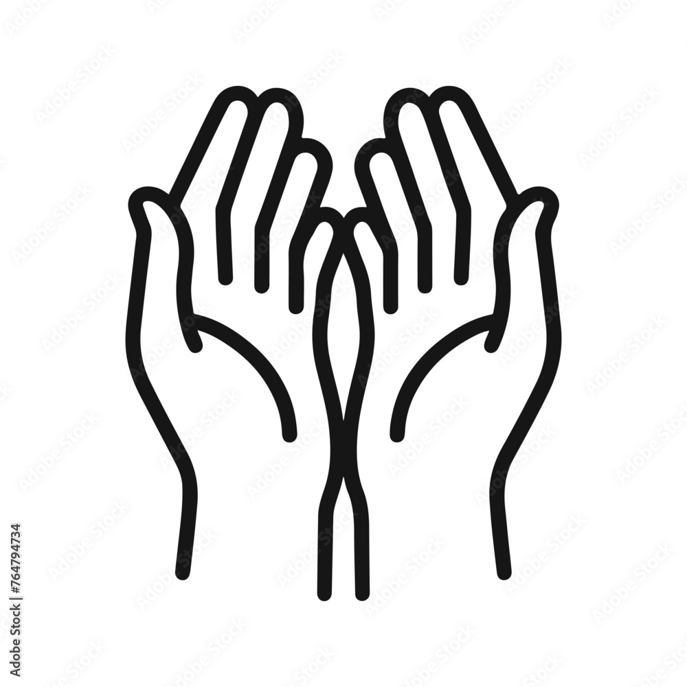 Vector pair of human hands with open palms, request or donation. Vector pair of human hands with open palms, request or donation.