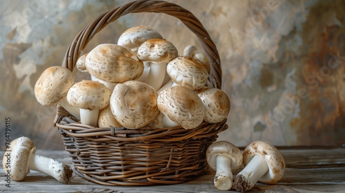 Abundant Fresh Picked Mushrooms in Sunlight, Nature's Organic Bounty