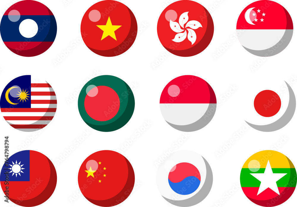 East Asia Flag Ball - obrazy, fototapety, plakaty 