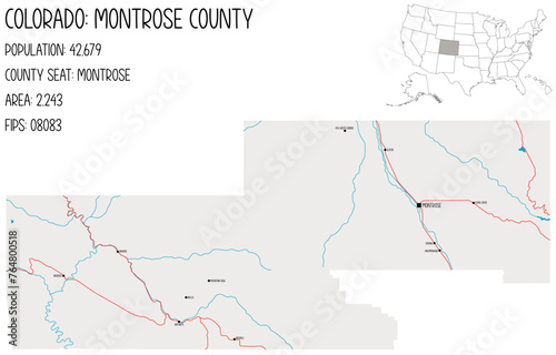 Large and detailed map of Montrose County in Colorado  USA.