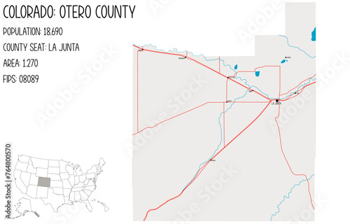 Large and detailed map of Otero County in Colorado, USA.