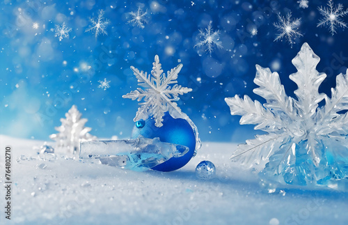 Christmas New Year Ice Background. Ai generate 