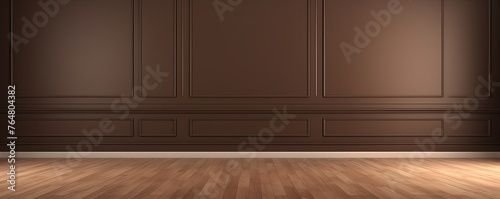 a floor in an empty room with the brown wall