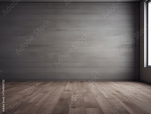 a floor in an empty room with the gray wall