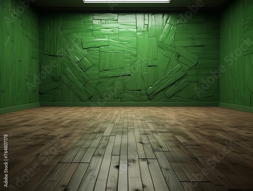 a floor in an empty room with the green wall