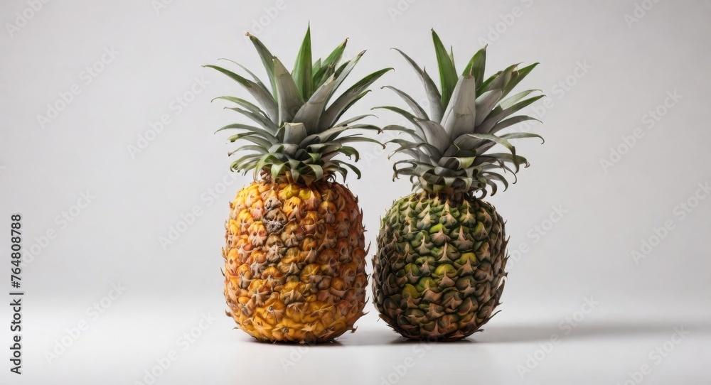 Pineapples on white background