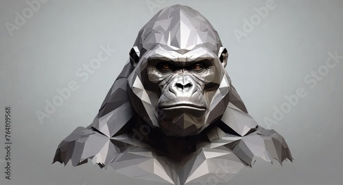 Abstract polygonal gorilla. Dark toone background