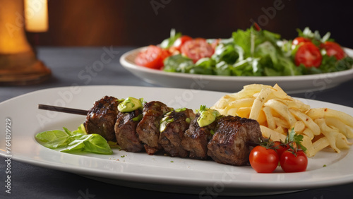 Meat Kebab Delight on a Plate