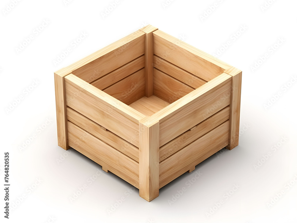 Wooden Crate on a White Background Wooden Crate on a White Background