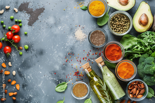 Wallpaper Mural spices and seasonings on the old table, spices, copy space Torontodigital.ca