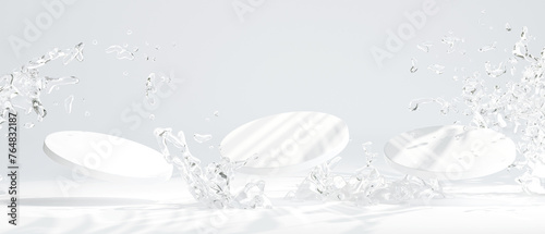 podium with water splash for product presentation. 3d illustration