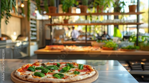 A health-conscious cafÃ© offering a selection of gluten-free and vegan pizzas. The pizzas, photo