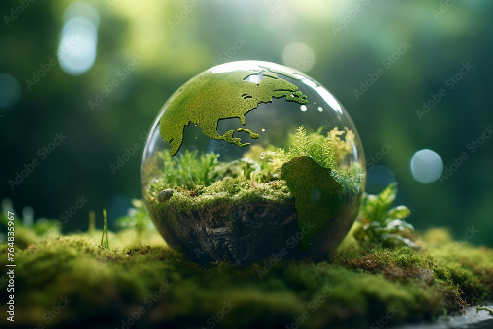 Celebration of Earth Day Generative AI picture green planet beautiful nature in danger AI pic