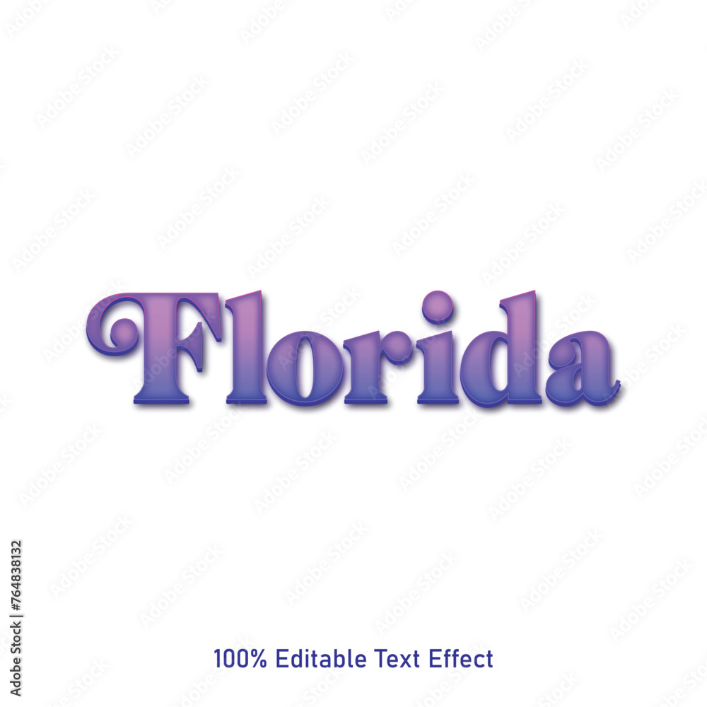 Florida text effect vector. Editable college t-shirt design printable text effect vector. 3d text effect vector.