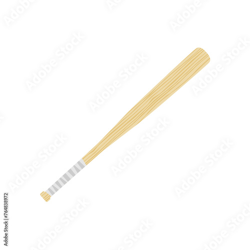 baseball bat flat design vector illustration isolated on white background. Decorative design element, baseball bat, tool to hit ball, American sport game. wood baseball stick.