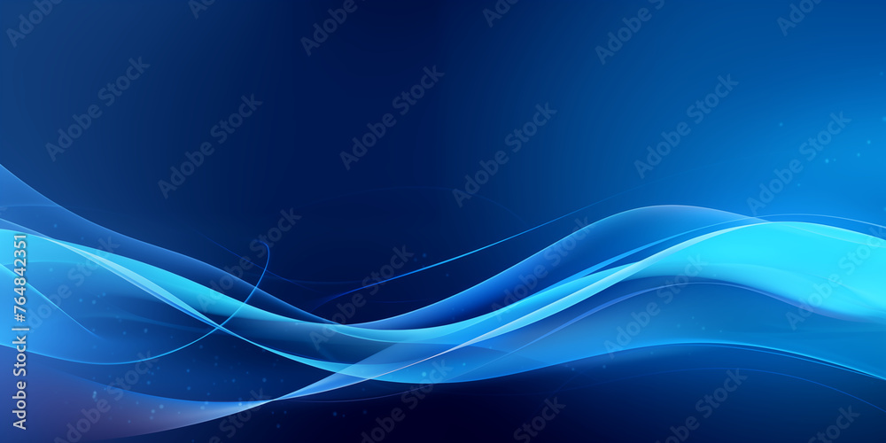 Obraz premium Abstract Blue Waves Design with Dynamic Lines and Light Effects 