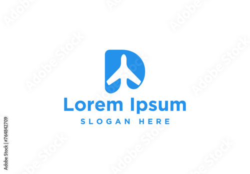 Blue Abstract Airplane Logo