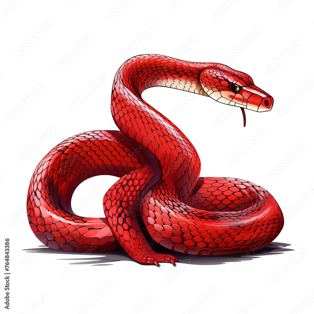 Fototapeta premium red snake clipart on a white background сreated with Generative Ai