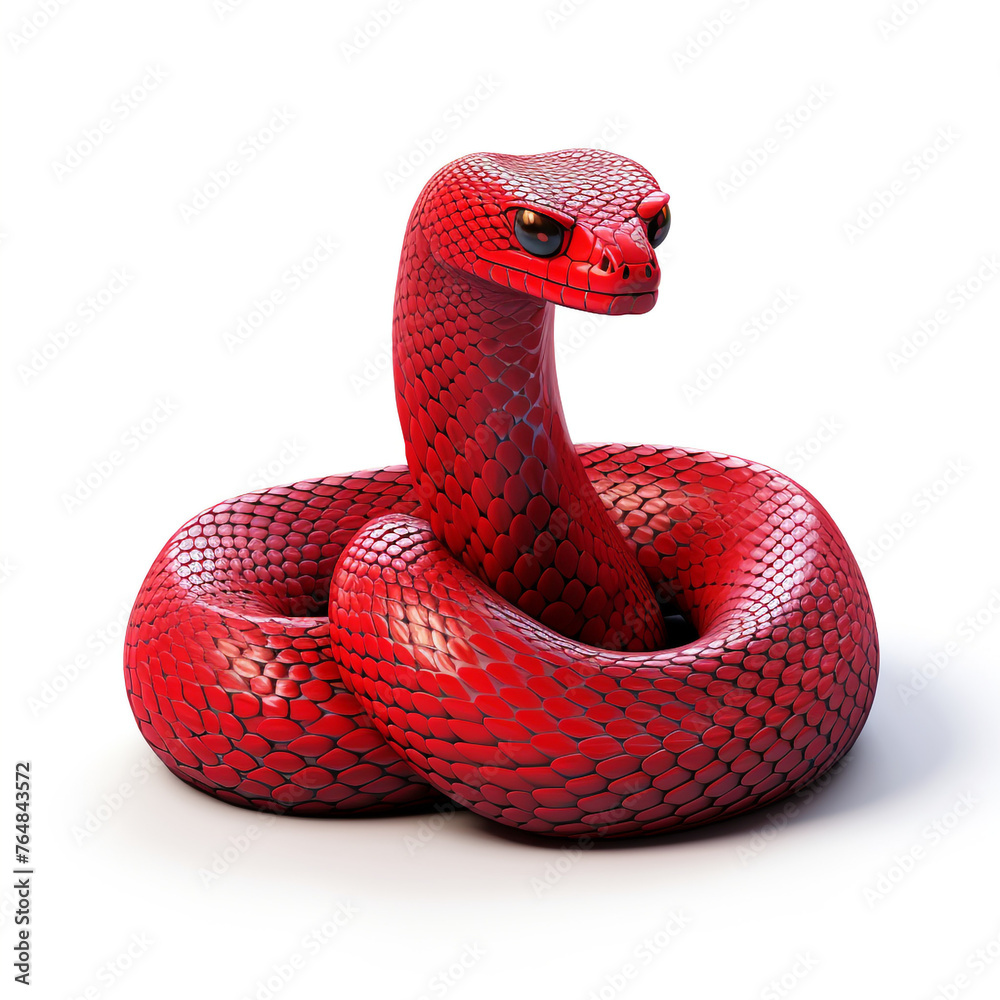 Fototapeta premium red snake clipart on a white background сreated with Generative Ai