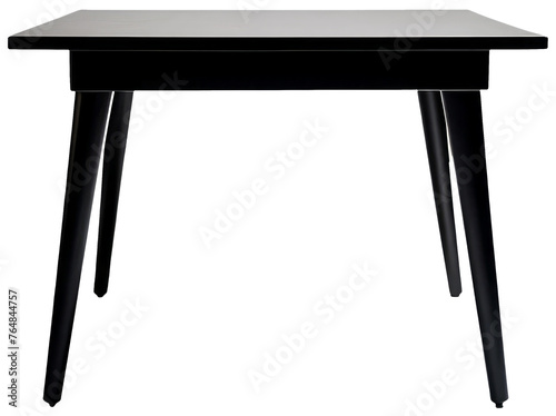 Black table in frontal view with transparent background