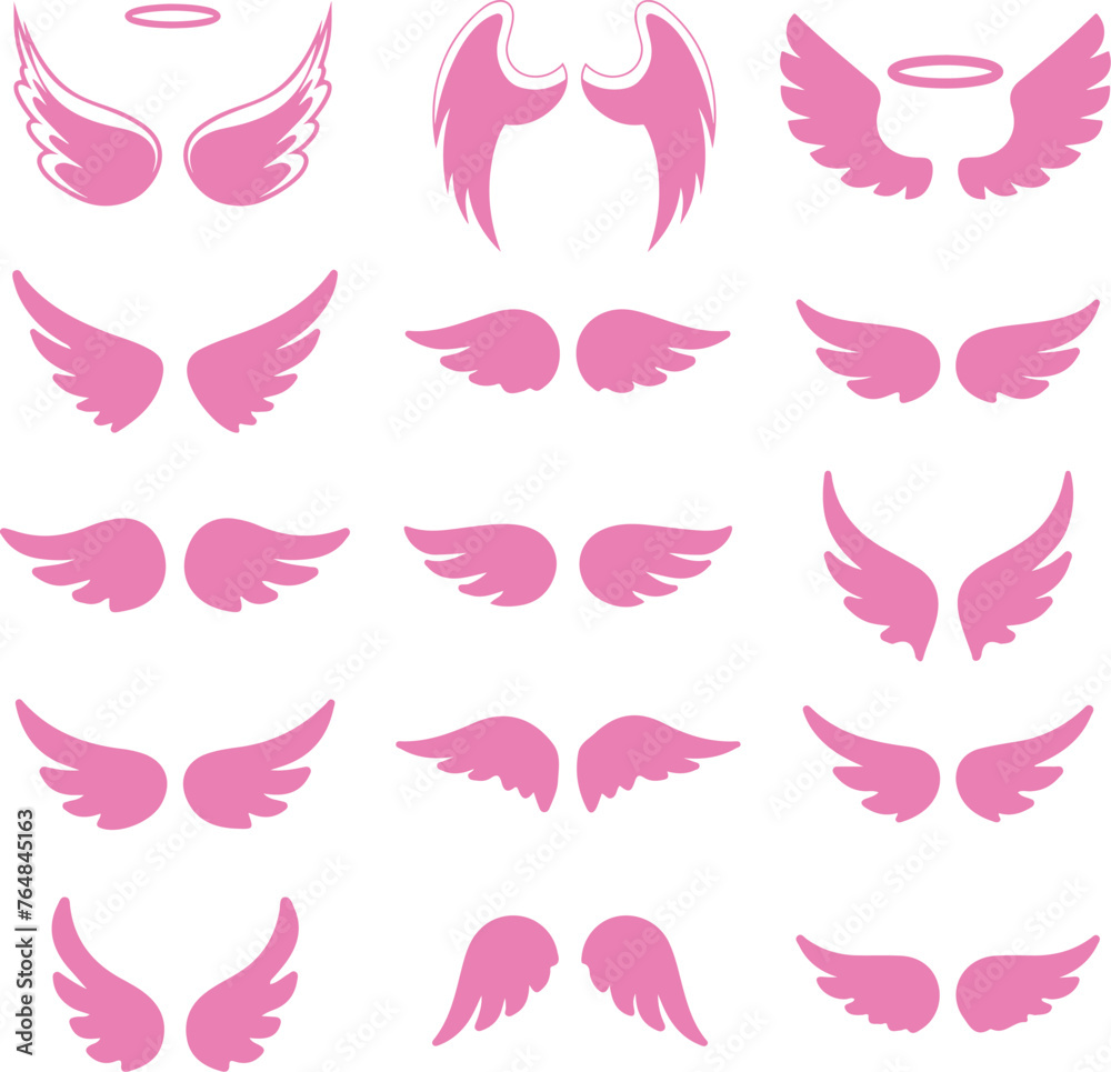 set of pink and white wings