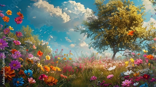 Beautiful spring flowers, f...