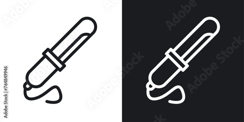 Curling Iron and Hair Styler Icons. Symbols for Hairdressing Tools and Salon Equipment. photo