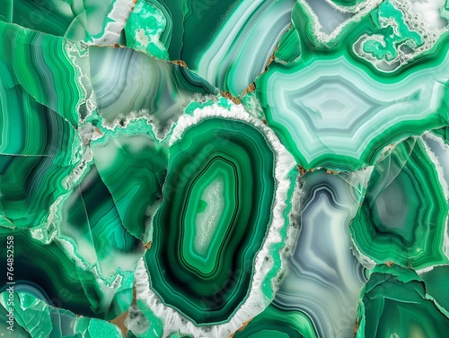 Slice of green agate stone texture, eye-catching composition