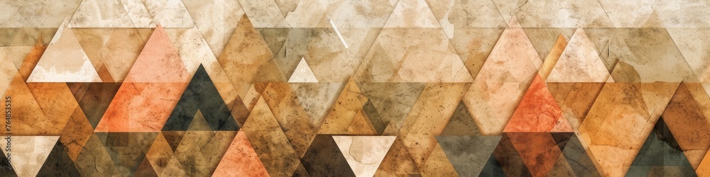 an array of triangles forming a captivating pattern against a muted, solid background. Copy space beckons for personalized elements or text overlays. - obrazy, fototapety, plakaty 