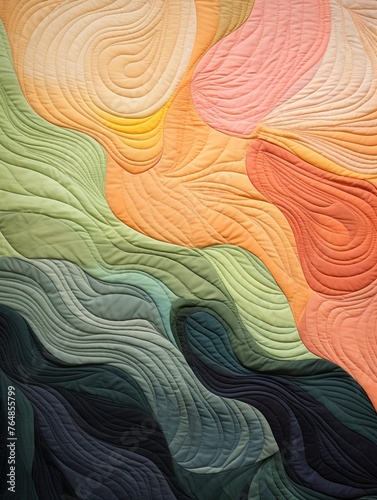 an abstract quilt made of rose and green colors, in the style of naturalistic landscape backgrounds © Lenhard