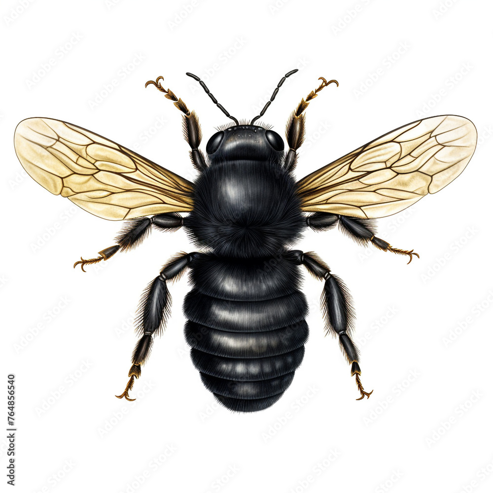 black carpenter bee clipart сreated with Generative Ai - obrazy, fototapety, plakaty 