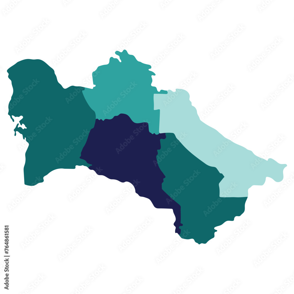 Turkmenistan map. Map of Turkmenistan in administrative provinces in multicolor