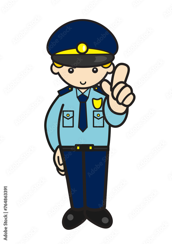 指さしポーズの白人警察官