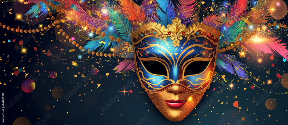 Venetian carnival banner with luxurious mask