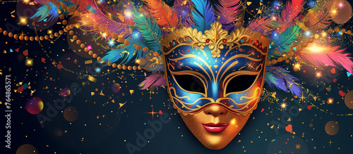 Venetian carnival banner with luxurious mask © ksu_ok