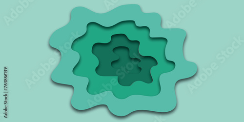 3D abstract background with green paper cut shapes. Paper cut Banner background in green color. Abstract green layers paper carve background. ecology brochures, presentations, Vector card illustration